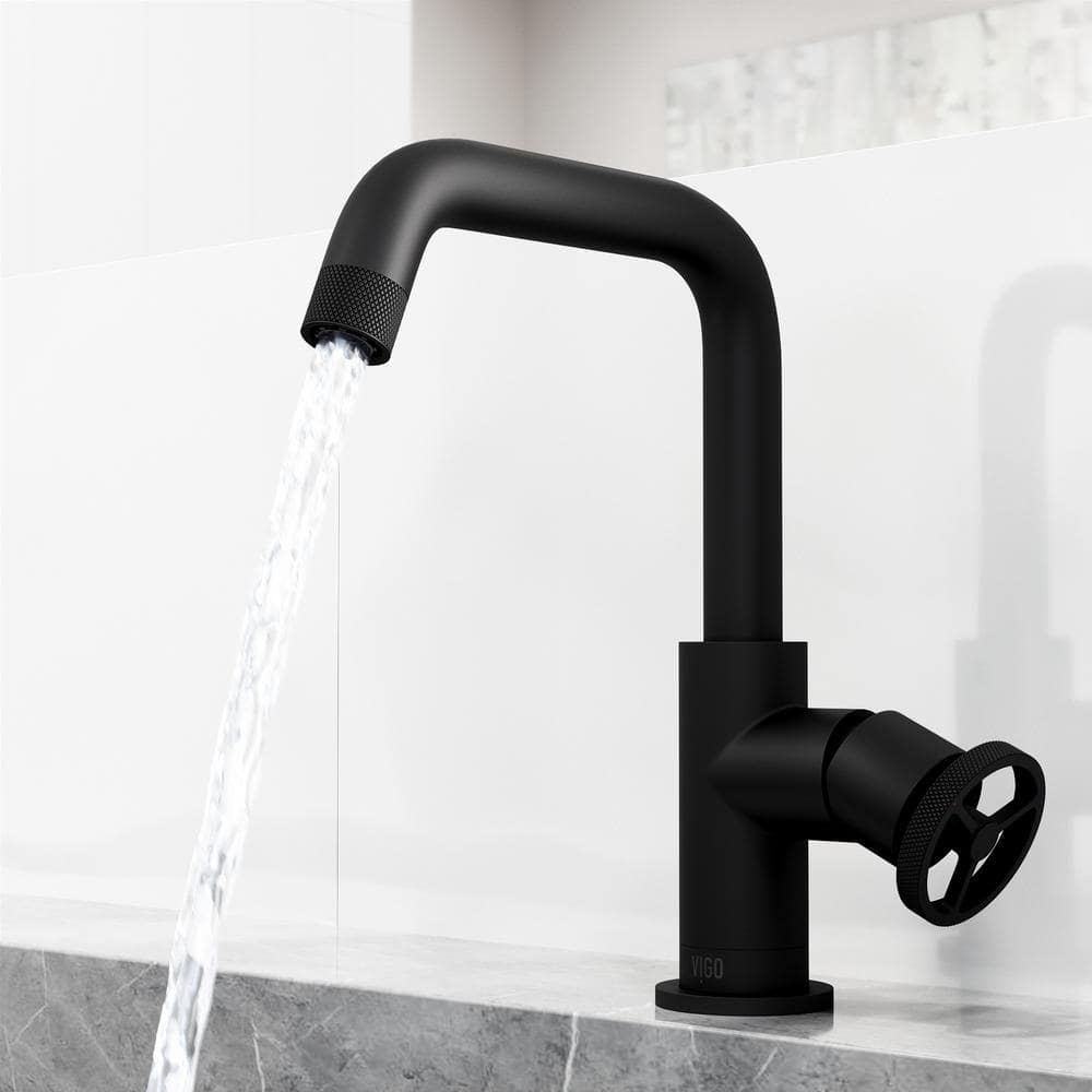 Cass 9'' High Aerodynamic Wheel Handle Matte Black Bathroom Faucet