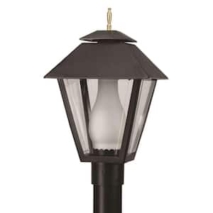 Black Colonial Style 1-Light Black Post Mount Walkway Light with 3000K ENERGY STAR LED Lamp Fits 3 in. Dia Posts