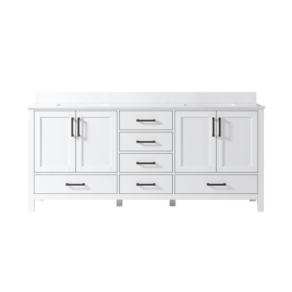 OSA 80 in. W Solid Wood Freestanding Soft Close White Bath Vanity with White Cultured Marble Top, Backsplash, Assembled price history on PriceWatchPro