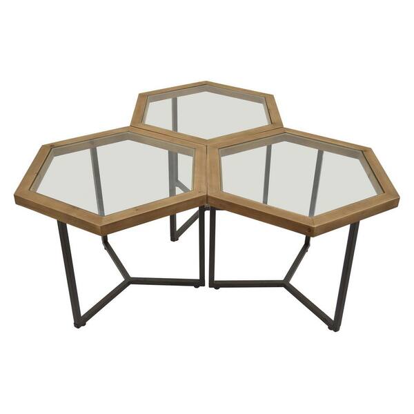 THREE HANDS 20 in. Metal Accent Table Finished in Brown (Set of 3)