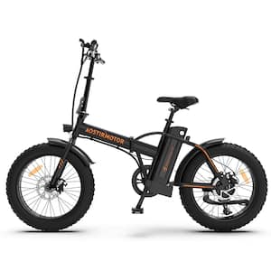 Black Folding Electric Bike 20 in. Fat Tire with 36-Volt/13 mAh Li-Battery