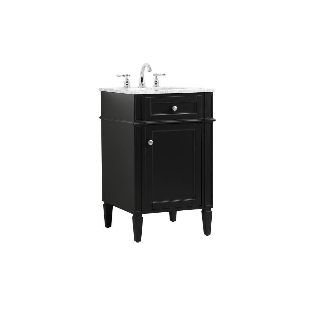 Black Marble Top Single Sink Vanity with Porcelain Basin
