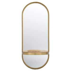 Laycie 18 in. W x 44.5 in. H Iron Oval Modern Brushed Brass Shelf Mirror