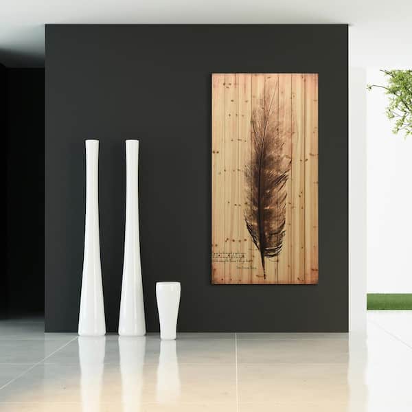 Unbranded 60 in. x 30 in. "Feather on the Wind 1" Arte de Legno Digital Print on Solid Wood Wall Art
