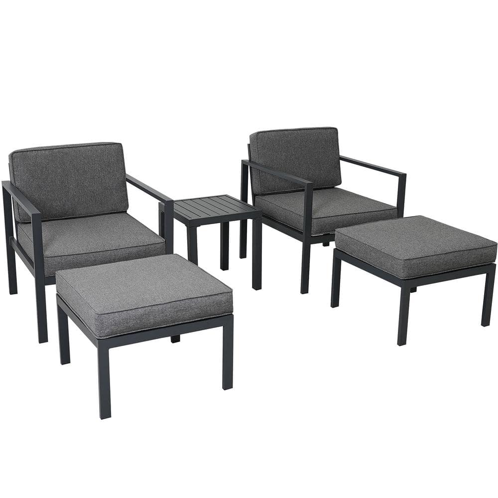 DIRECT WICKER Liam Black 5Piece Aluminum Patio Conversation Set Sofa