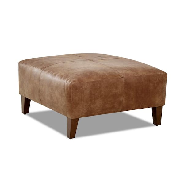 AVENUE 405 Nesbit Leather Ottoman in Saddle