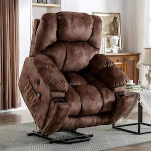 40.6" W Brown Oversize Power Lift Recliner Chair with Massage and Heating