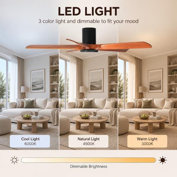 Overhead Fans Duclsaty 60 in Solid Wood Ceiling Fan with Light Remote Dimmable Full ...