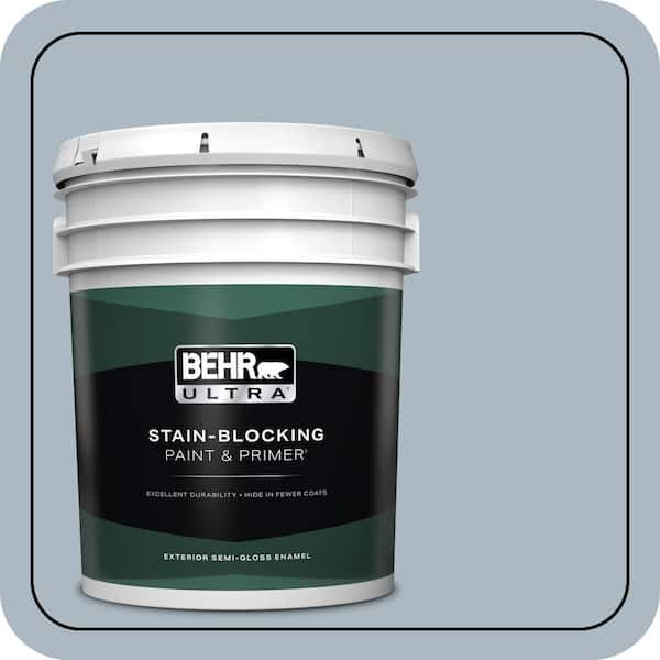 BEHR ULTRA 5 gal. #ICC-45 Calming Space Semi-Gloss Enamel Exterior Paint & Primer