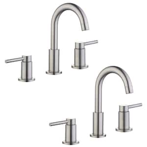 Dorset 8 in. Widespread Double-Handle High-Arc Bathroom Faucet in Brushed Nickel (2-Pack)