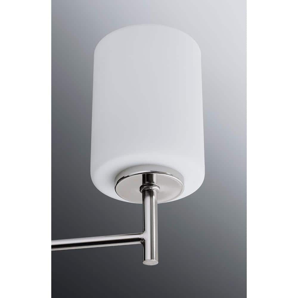 Polished Nickel 5-Light Chandelier with White Glass Shades
