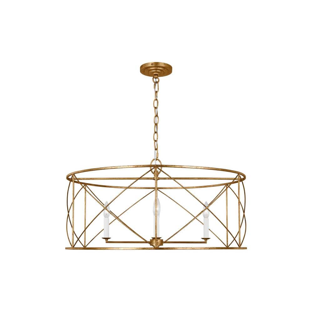 Antique Gild Brass 4-Light Candle Chandelier