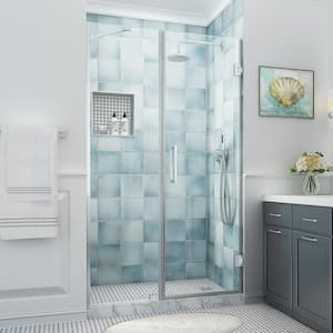 Belmore XL 49.25 - 50.25 in. W x 80 in. H Frameless Hinged Shower Door with Clear StarCast Glass in Stainless Steel