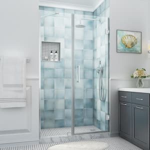 Belmore XL 50.25 - 51.25 in. W x 80 in. H Frameless Hinged Shower Door with Clear StarCast Glass in Stainless Steel