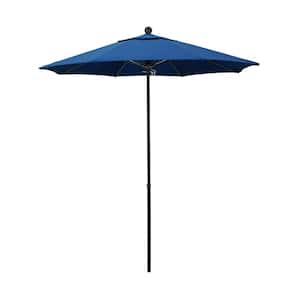 7.5 ft. Black Fiberglass Commercial Market Patio Umbrella with Fiberglass Ribs and Push Lift in Regatta Sunbrella