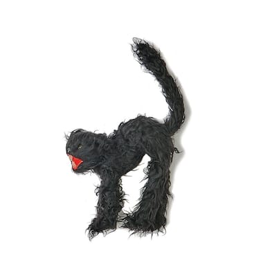 12 in. Black Scary Fury Cat (Set of 2)
