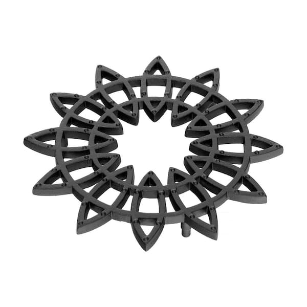 Achla Designs 8 in. W Black Powedercoat Finish Wrought Iron Flower Trivet (Set of 2)