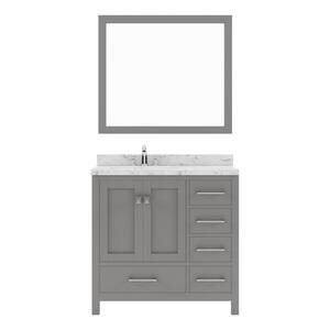 Caroline Avenue 36 in. W x 22 in. D x 35 in. H Single Sink Bath Vanity in Cashmere Gray with Quartz Top and Mirror