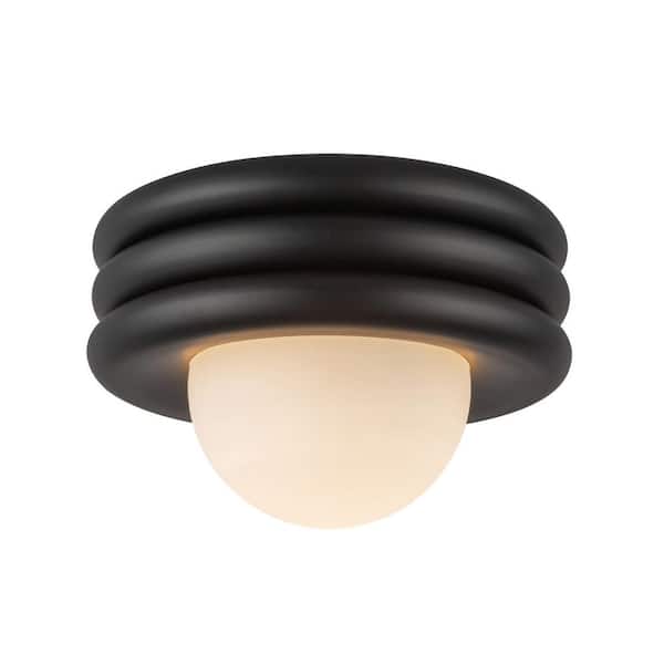 Harvey 12-in 1 Light 60-Watt Matte Black Semi-Flush Mount
