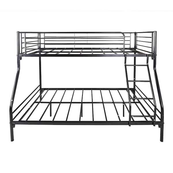wetiny Heavy Duty Twin-Over-Full Metal Bunk Bed, Easy Assembly with Enhanced Upper-Level Guardrail, Black