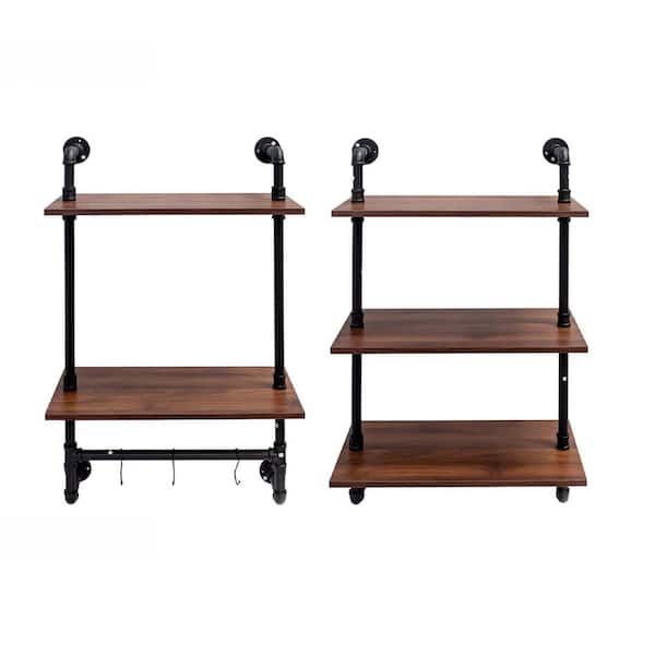 22.05 in. W x 11.73 in. D Brown Wood Decorative Wall Shelf