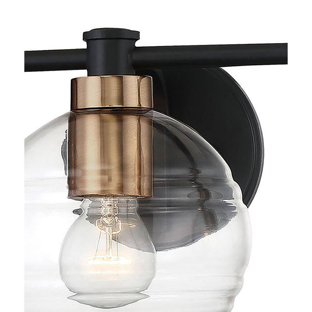 Sand Coal and Brushed Brass 3-Light Bath Vanity with Clear Glass