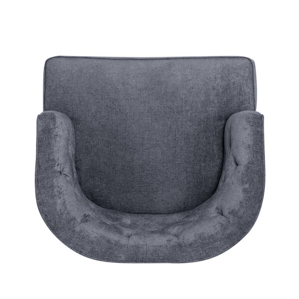 Charcoal and Dark Brown Faux Leather Barrel Accent Chair