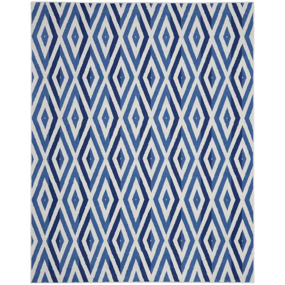 Nourison Whimsicle Ivory Blue 8 Ft. X 10 Ft. Geometric Modern Area Rug ...