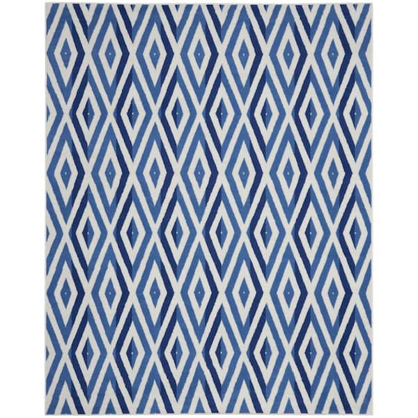 Nourison Whimsicle Ivory Blue 8 Ft. X 10 Ft. Geometric Modern Area Rug ...