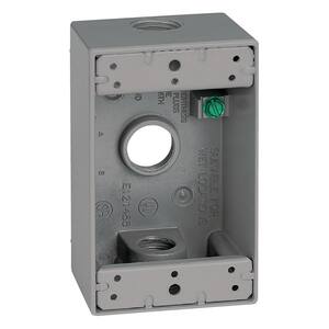 1-Gang Metal Weatherproof Electrical Outlet Box with (3) 3/4 inch Holes, Gray