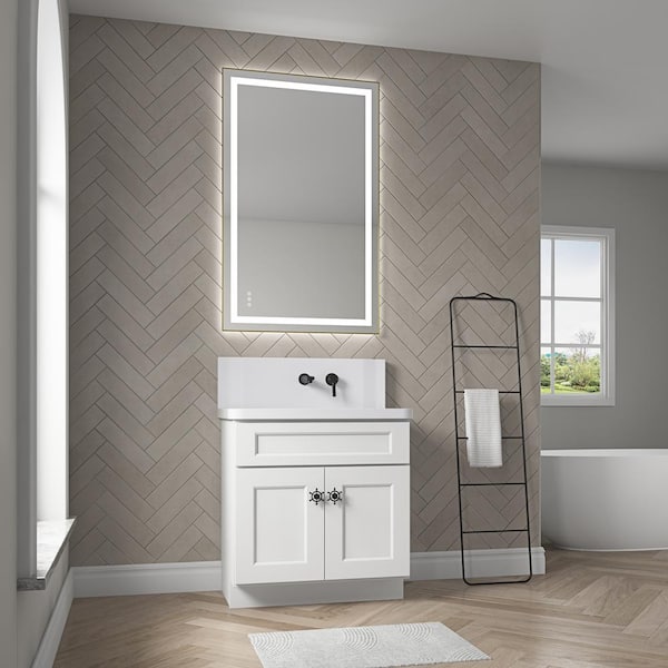 WELLFOR 40 in. W x 24 in. H Rectangular Framed Dimmable Anti-Fog Memory Backlit LED Wall Bathroom Vanity Mirror in Gold