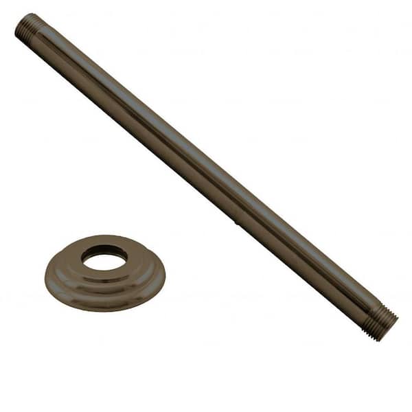 Westbrass 1/2 in. IPS x 12 in. Round Ceiling Mount Shower Arm with Flange, Oil Rubbed Bronze