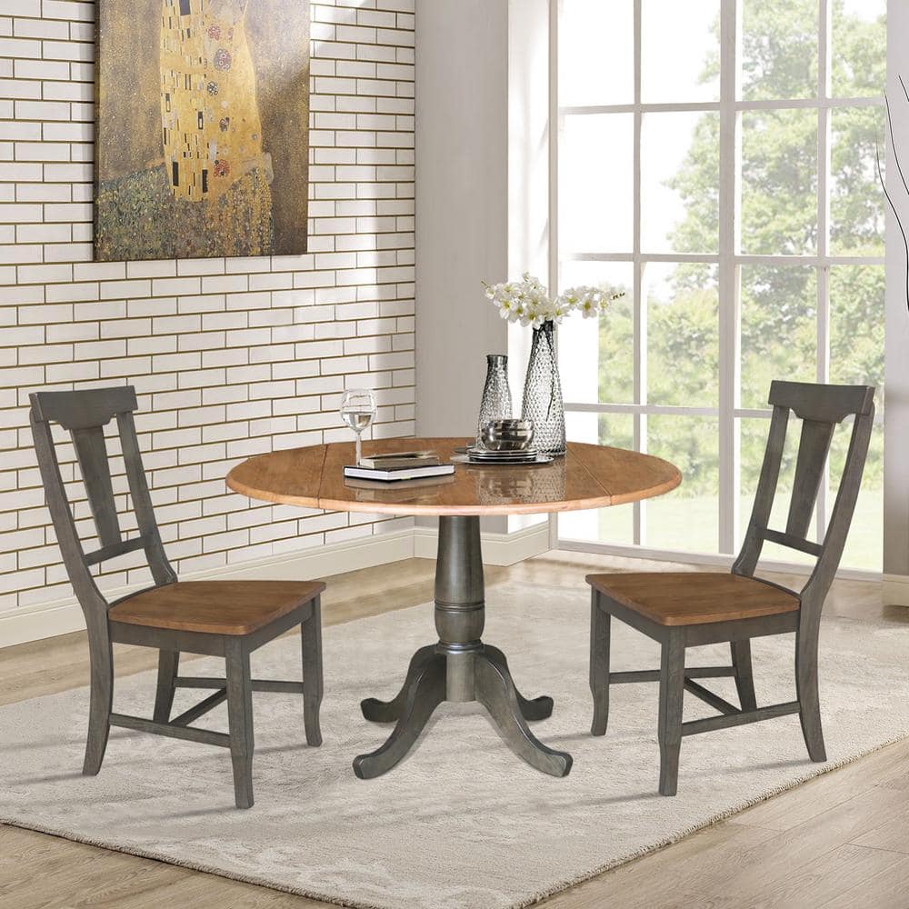 Cottage Charm 42" Round Hickory Wood Extendable Dining Table