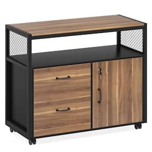 Atencio 2-Drawers Brown and Black Engineered Wood 31.4 in. W Lateral File Cabinet