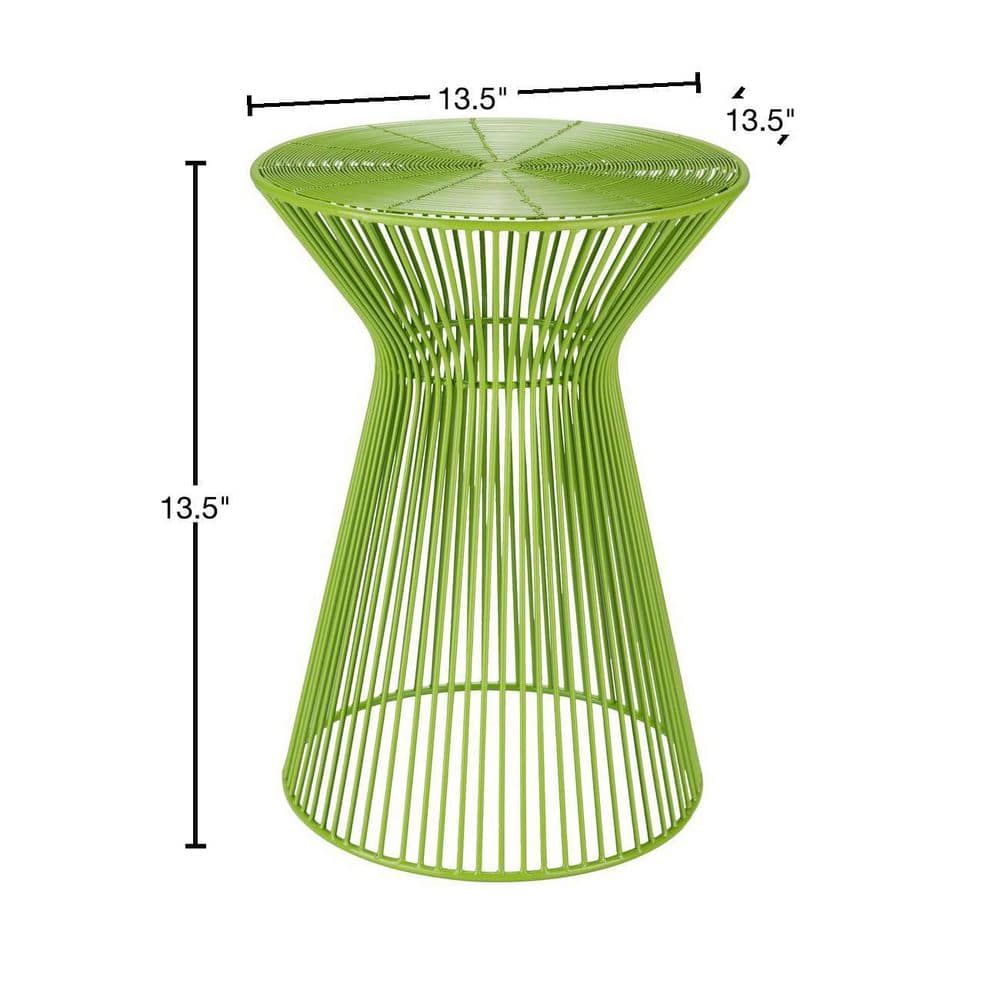 Lime Green Metal Round Pedestal End Table