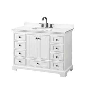 Deborah 48 in. W x 22 in. D x 35 in. H Single Bath Vanity in White with White Quartz Top