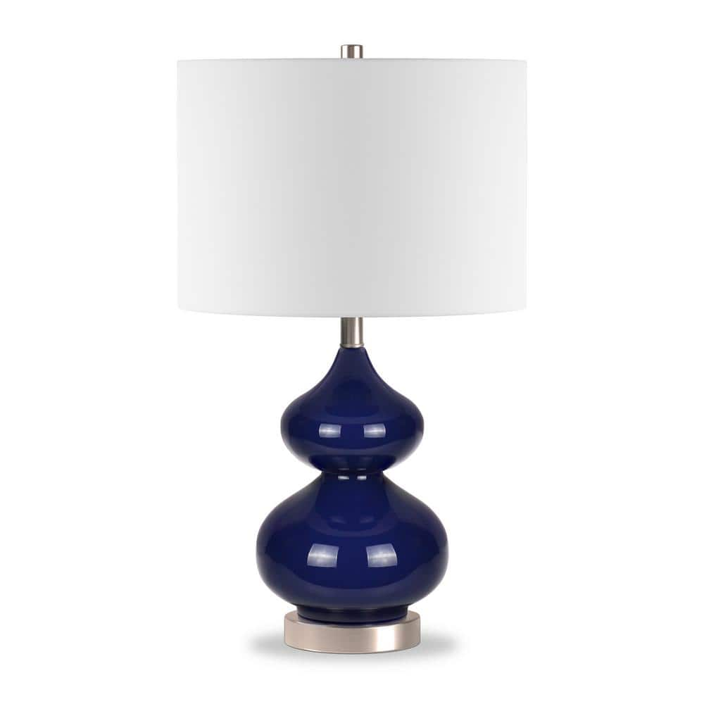 Meyer&Cross Katrina 23 in. Navy Blue Glass and Satin Nickel Table Lamp ...