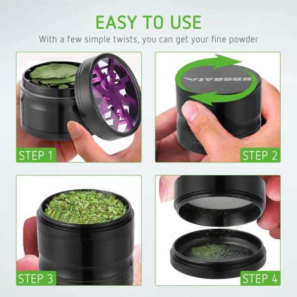 2.5 4 Pieces Aluminium Clear Top Herb Grinder Spice Grinder for Kitchen