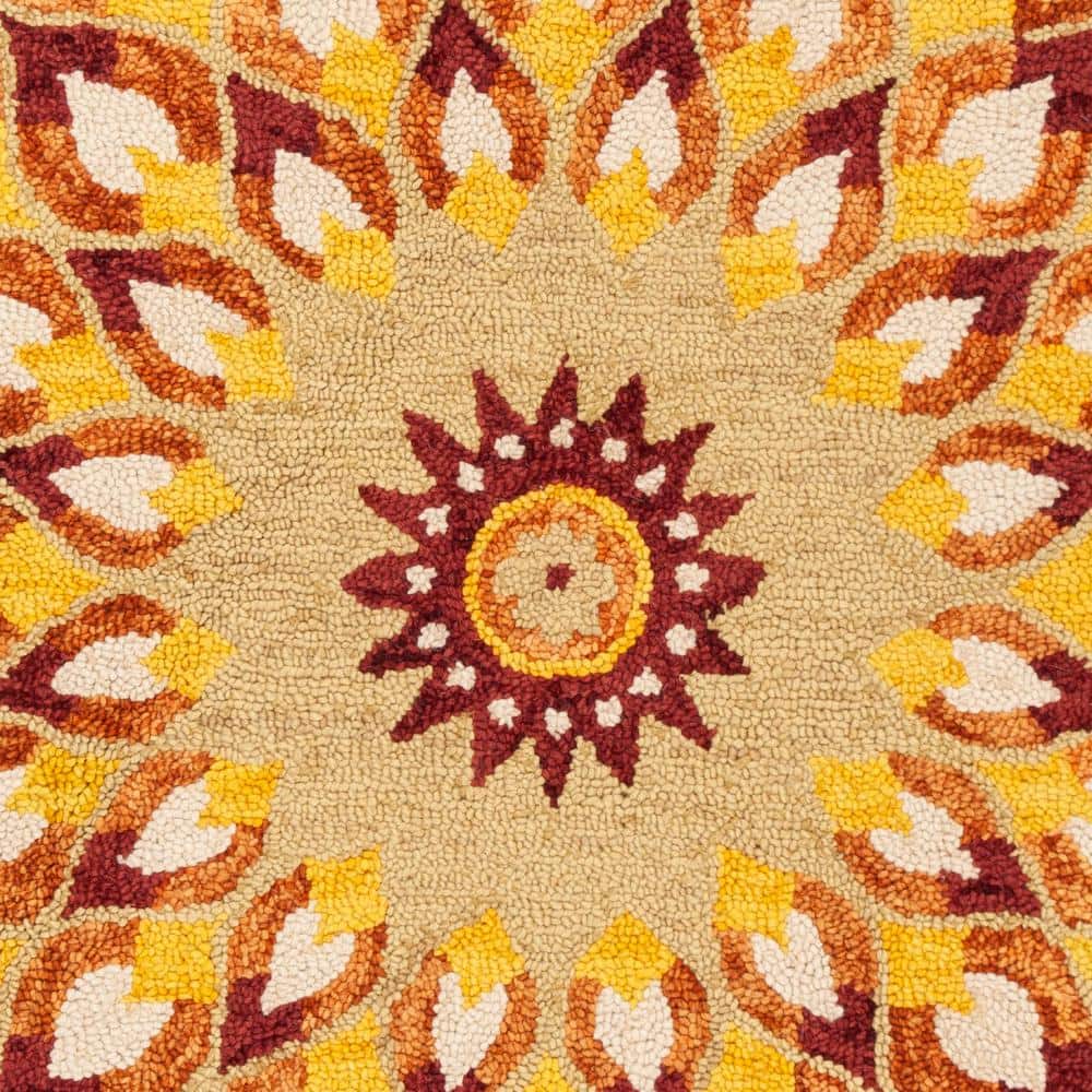 Handmade Multicolor Floral Wool Round Tufted Area Rug