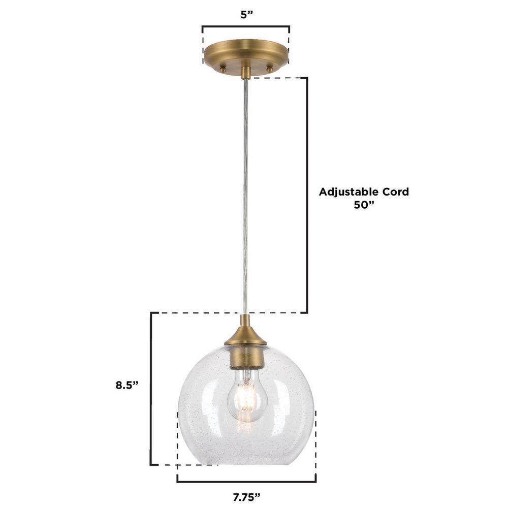 Tatze Brushed Brass Mini Pendant with Seeded Glass Globe