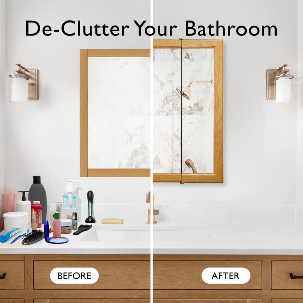 Claremont Triple Mirrored 30" Honey Oak Medicine Cabinet
