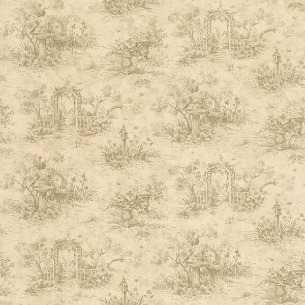 The Wallpaper Company 56 sq. ft. Sage Harlow Toile Wallpaper-DISCONTINUED