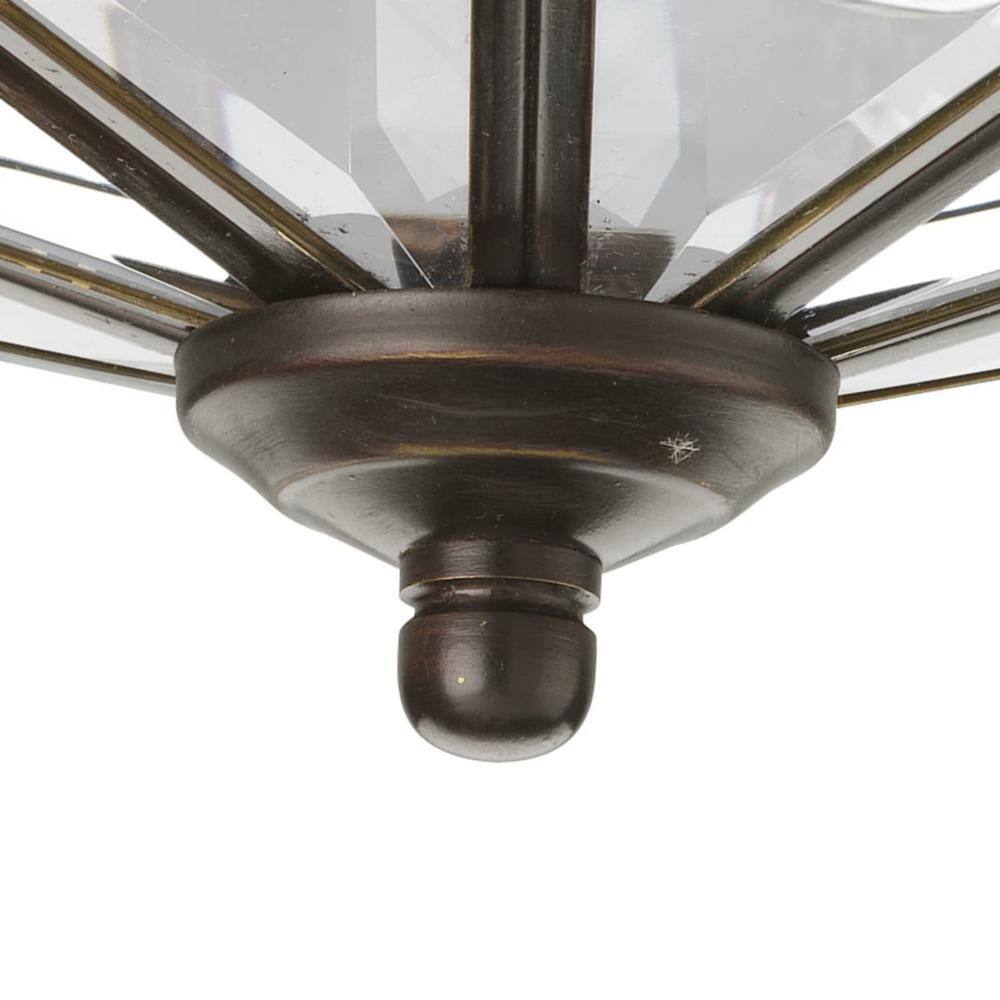 Antique Bronze Beveled Glass 11'' Flush Mount Ceiling Light