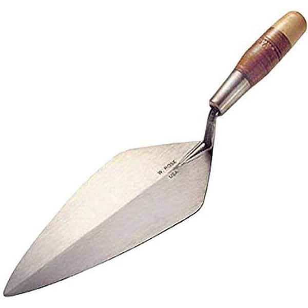 KIWDZFU 17 in. L Narrow London Brick Trowel with Leather Handle for Masonry and Brick Projects