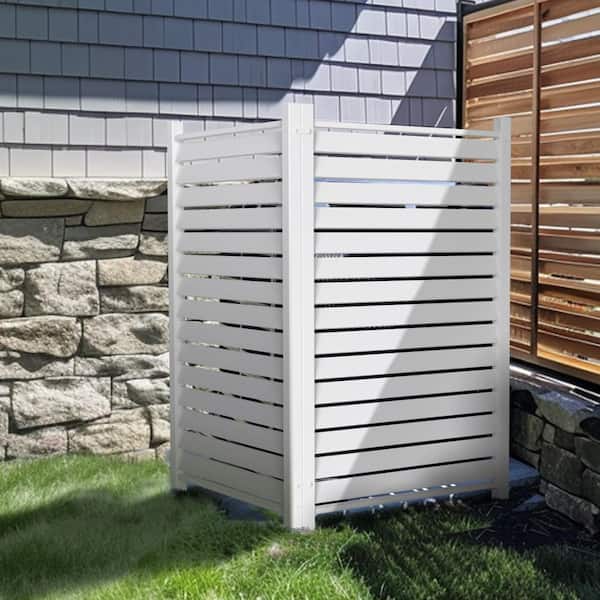 38 in. W x 60 in. H Air Conditioner Fence Outdoor Vinyl Privacy Screen with Metal Stakes Decorative Fence, 1-Panel