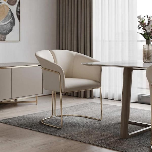Beige Upholstery Arm Chair (Set of 1)
