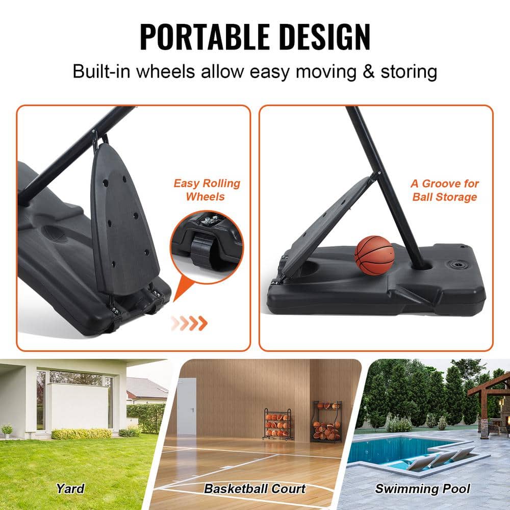 Adjustable Height Portable Multicolor Basketball Hoop with Fillable Base