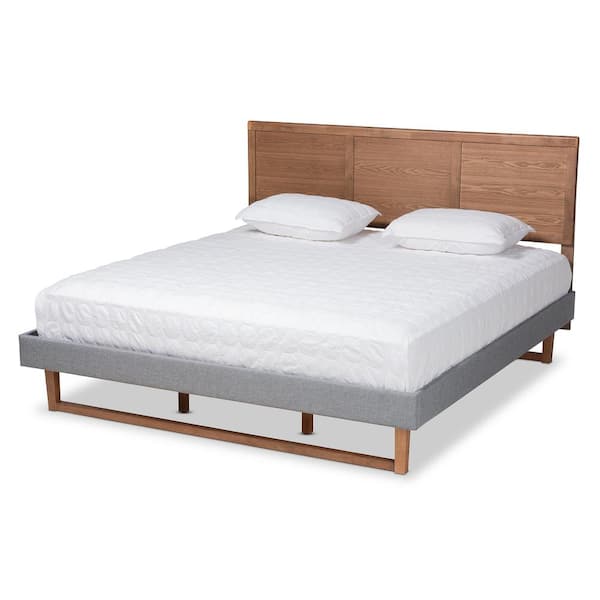 Baxton Studio Allegra Dark Grey/Ash Walnut King Platform Bed
