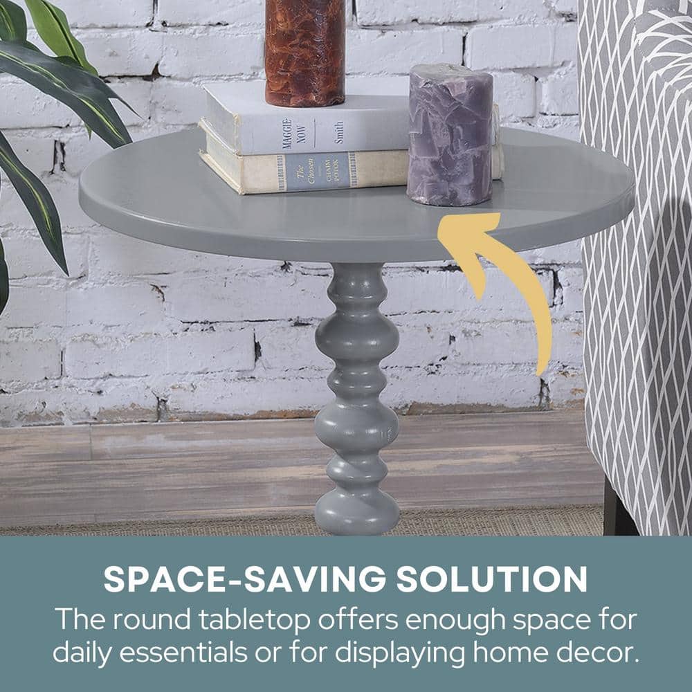 Palm Beach Gray Round Wood Spindle End Table