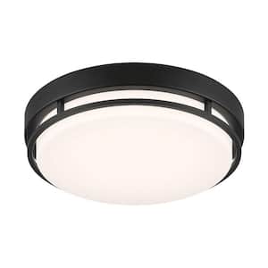 Noble 10 in. Matte Black Modern Integrated LED Flush Mount with Selectable CCT for Kitchens or Bedrooms